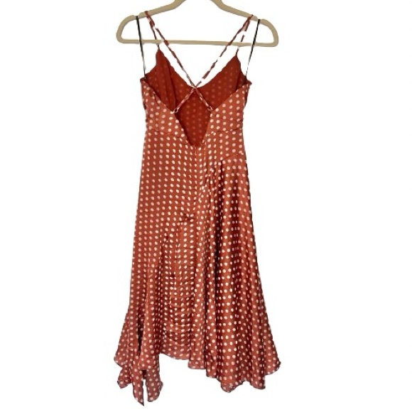 Lulu's Bellamy Rust Brown Polka Dot Backless Handkerchief Dress - Picture 7 of 13